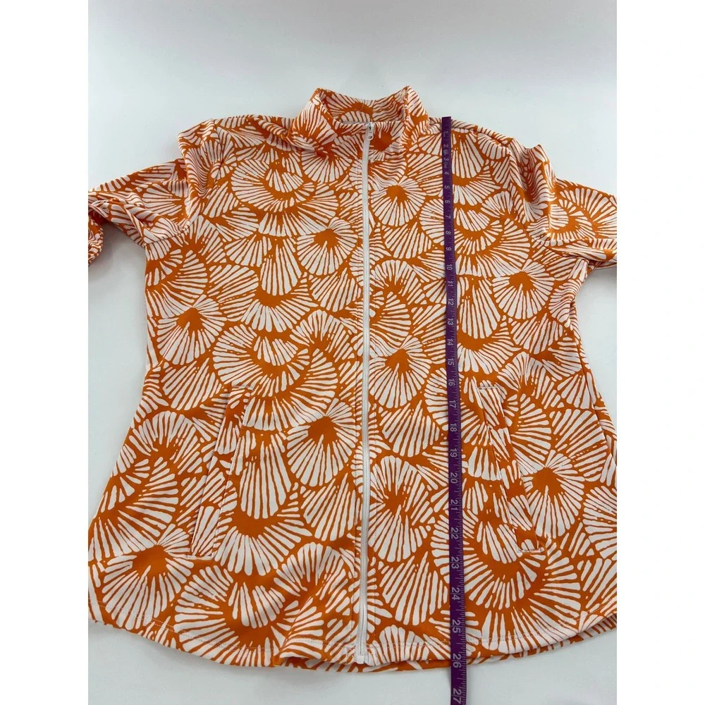 Tommy Bahama Golf Tennis Full Zip Jacket Orange White Shell Print Womens Active